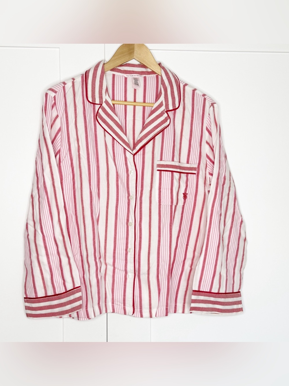 Victoria's Secret VICTORIA Pink CANDY CANE Holiday FLANNEL PAJAMAS Medium Short - Picture 5 of 16